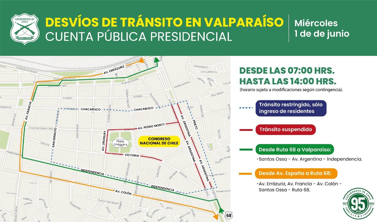 Valparaíso conoce los cortes y desvíos de tránsito dispuestos en el